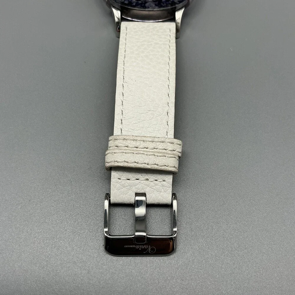 Vania Womens Watch 39mm White Mother Of Pearl Swarovski Dial Leather New Battery